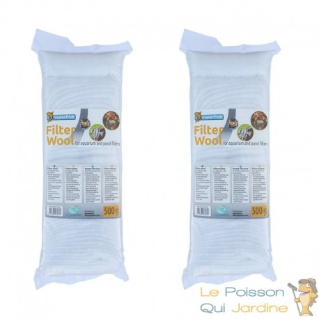 2 Ouates - Perlon blanc 500 gr pour filtre d'aquarium