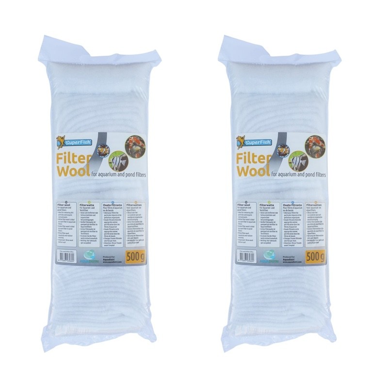 2 Ouates - Perlon blanc 500 gr pour filtre d'aquarium