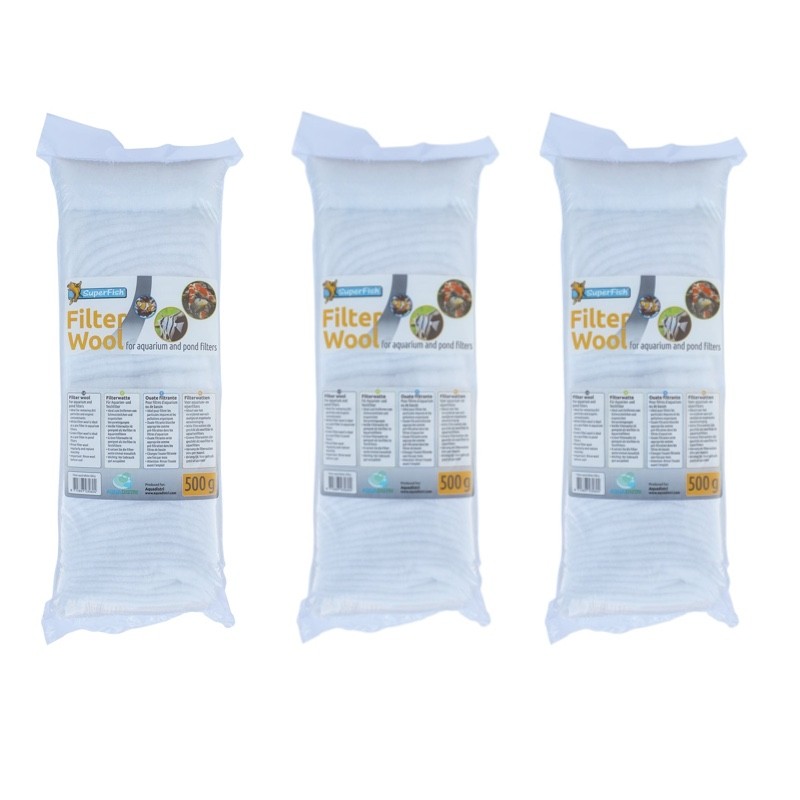 3 Ouates - Perlon blanc 500 gr pour filtre d'aquarium