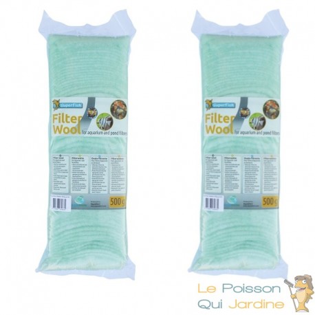 2 Ouates - Perlon Vert 500 gr pour filtre d'aquarium