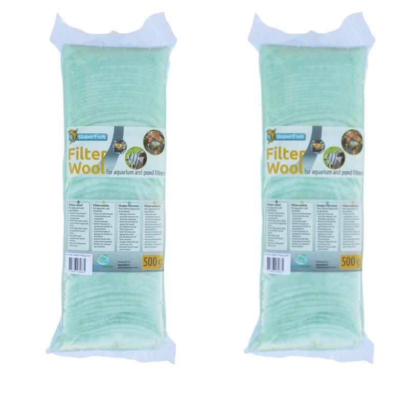 2 Ouates - Perlon Vert 500 gr pour filtre d'aquarium