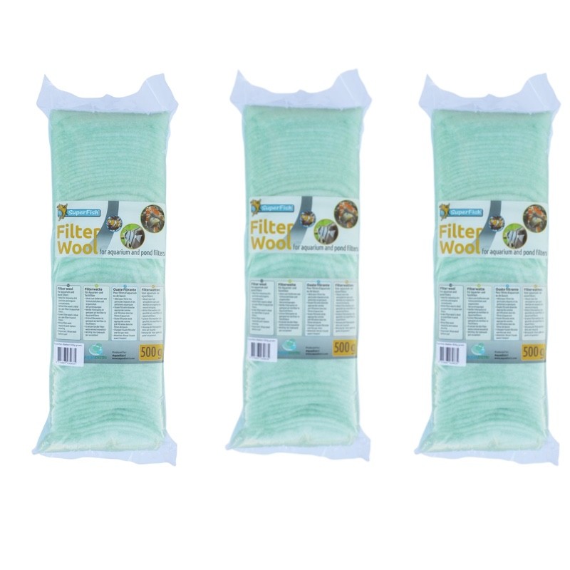 3 Ouates - Perlon Vert 500 gr pour filtre d'aquarium