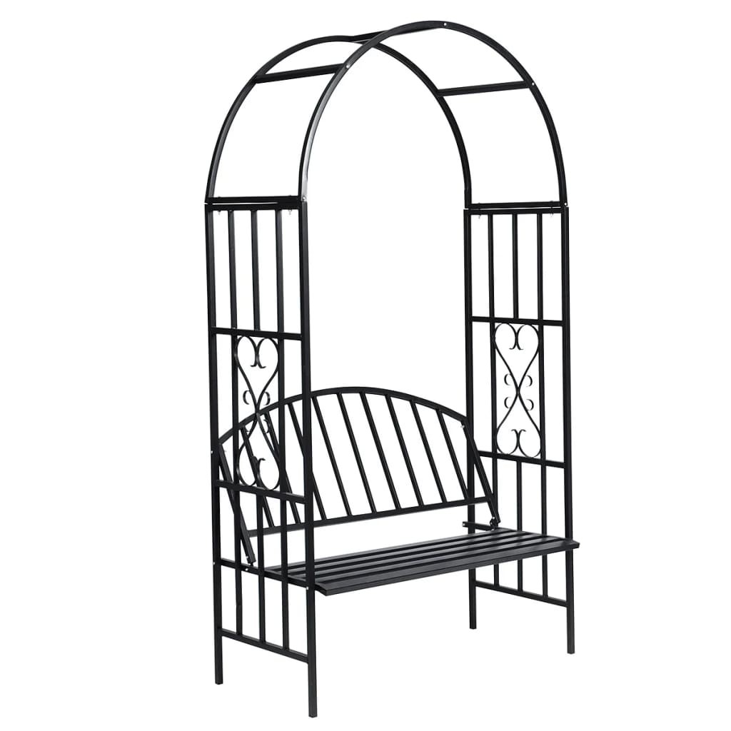 Voûte à Roses avec Banc en Métal Noir – Arche de Jardin Élégante et Robuste