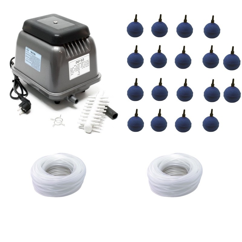 Set aération bassin 18 boules + pompe à air 16800 l/h. Bassins de + de 50 m³