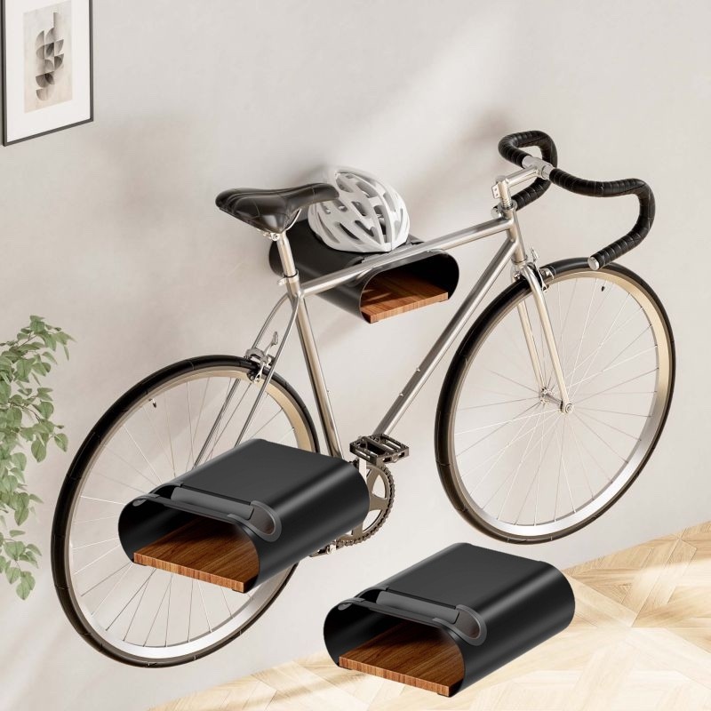 2 Porte-Vélos - Support Mural Moderne et élégant en bois : 25kg