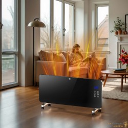 Radiateur Rayonnant Verre Trempé Noir 2000W Wi-Fi IP24 – Qualité