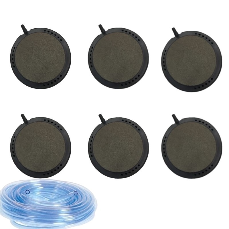 Lot De 6 Diffuseurs D'Air, Rond 10 cm + 1 Tuyau 25 m, Bassin, Étang
