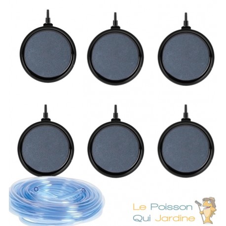Lot De 6 Diffuseurs D'Air, Forme Disque 10 cm +25m tuyau Bassins De Jardin