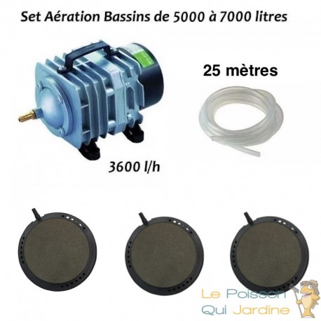 Set aération diffuseurs 10 cm bassin de jardin de 5000 à 7000 litres
