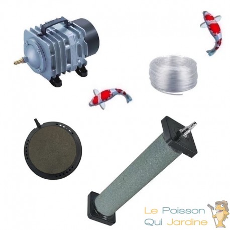 Set aération bassin de jardin 3 Disques 10 cm + 2 diffuseurs 22 cm de 12000 à 15000 l