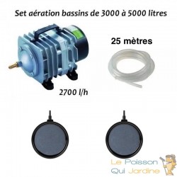 Set aération 2700l/h bassin de jardin de 3000 à 5000 litres + 2 diffuseurs PREMIUM