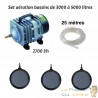 Set aérateur bassin de jardin de 3000 à 5000 l. 3 bulleurs disque PREMIUM