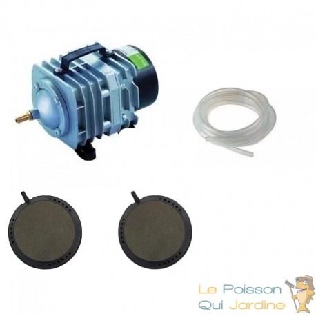 Set aération 2700l/h bassin de jardin de 3000 à 5000 litres + 2 diffuseurs 7,5
