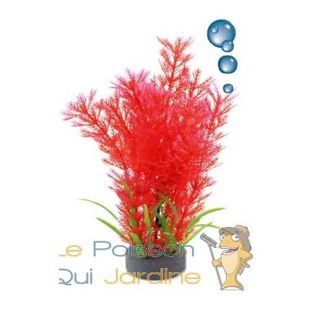 Plante plastique rouge avec bulleur pour aquarium : 20cm 