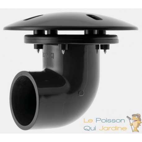 Bonde de fond à 90° 63 mm pour bassins de jardin et piscine.