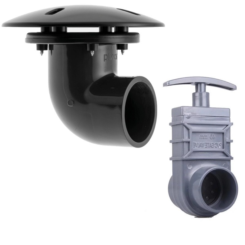 Pack Bonde de Fond Coudée + Vanne Guillotine 50 mm – Bassin, Piscine et TP