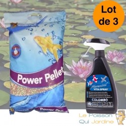 lot de 3 Nourritures Mix en granulés 15 L pour kois et poissons de bassin et d'étangs 
