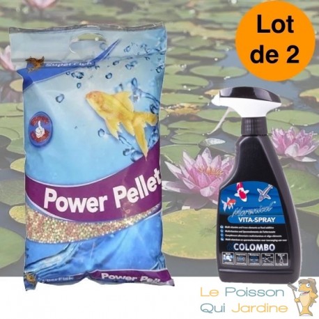 lot de 2 Nourritures Mix en granulés 15 L pour kois et poissons de bassin et d'étangs 