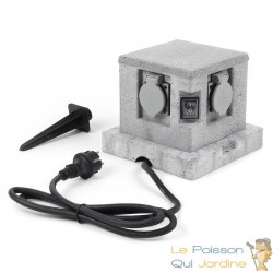 Multiprise de Jardin 4 Prises - Bassin et Design Granit Étanche et discret