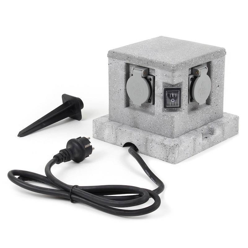 Multiprise de Jardin 4 Prises - Bassin et Design Granit Étanche et discret