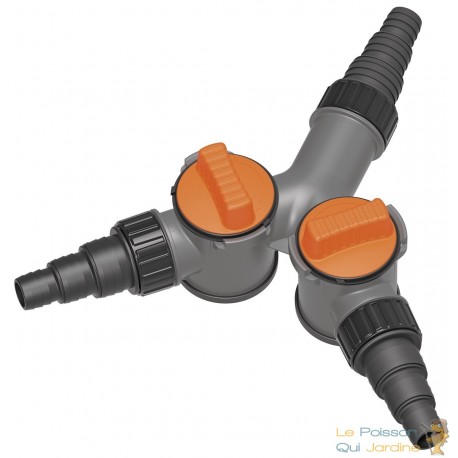 Distributeur d'eau en Y Réglable Bassin | 1 Entrée - 2 Sorties