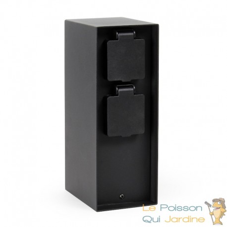 Borne Multiprise de Jardin 4 Prises IP44 | Acier Inox Noir