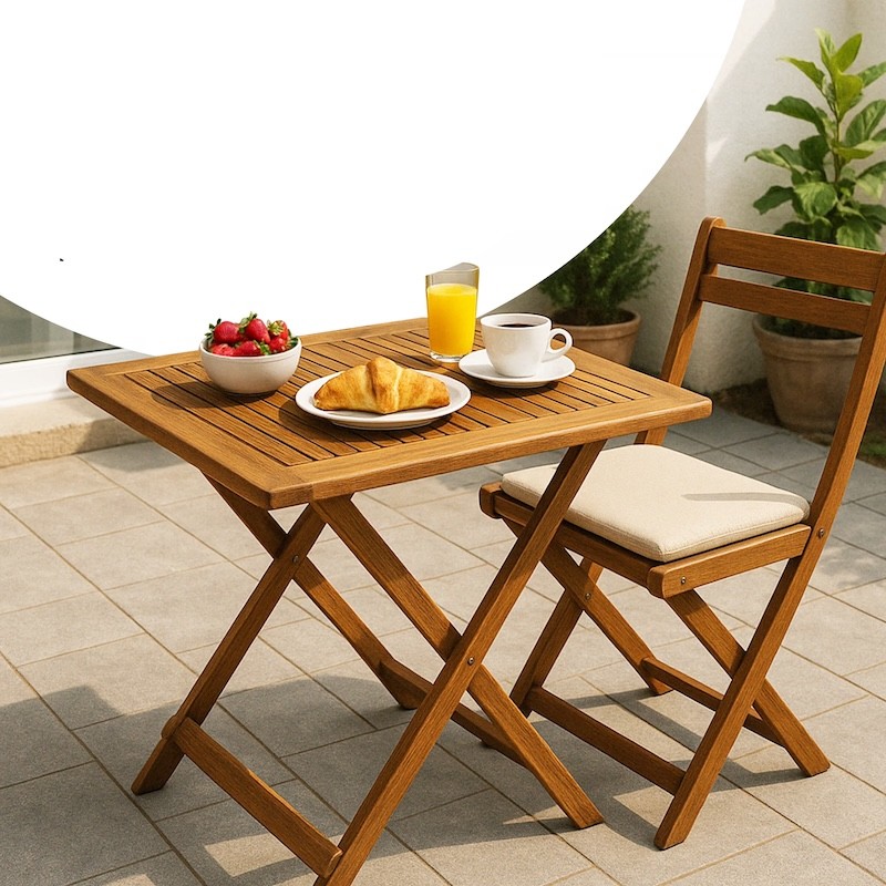 Table d'appoint de jardin 70x70x73cm pliable bois d'acacia