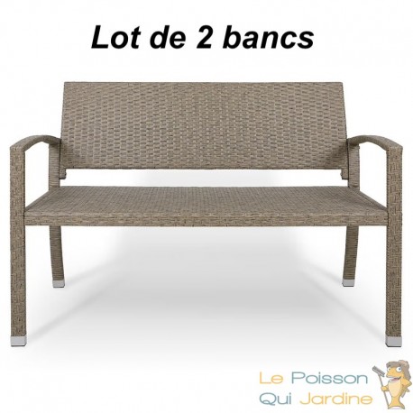 Banc de jardin 122 x 90 x 55 cm en polyrotin 2 places