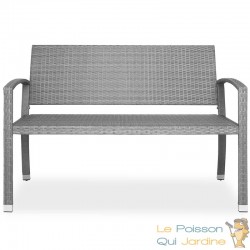 Banc de jardin en polyrotin 2 places 122 x 90 x 55 cm - Gris