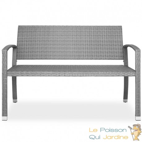 Banc de jardin en polyrotin 2 places 122 x 90 x 55 cm - Gris