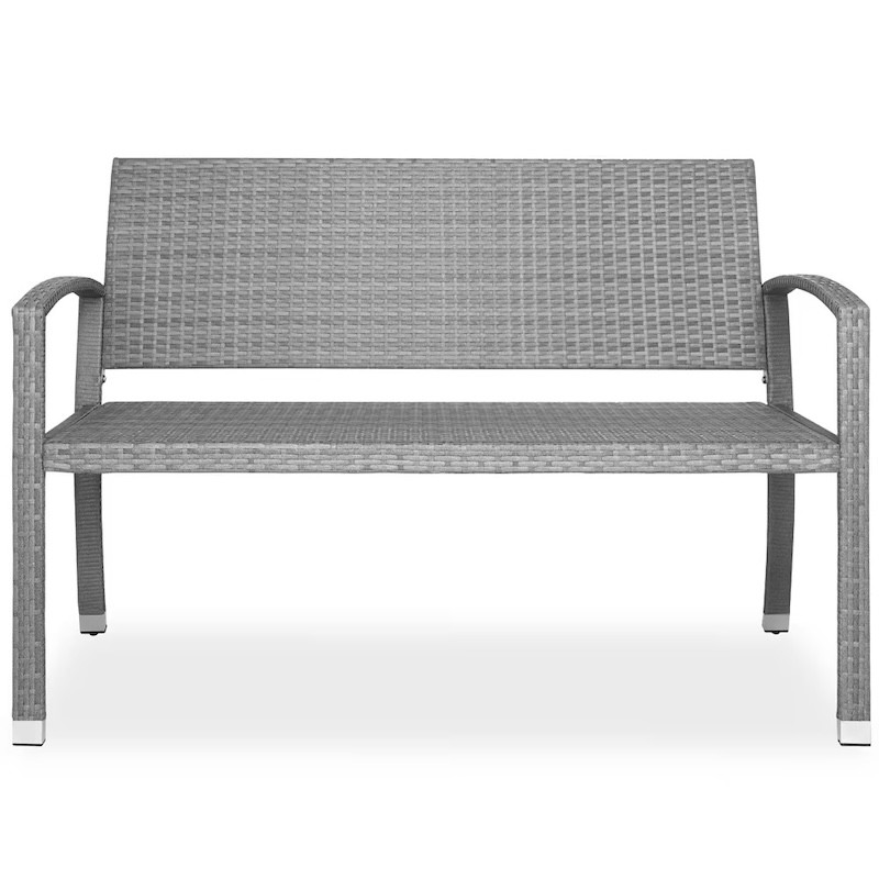 Banc de jardin en polyrotin 2 places 122 x 90 x 55 cm - Gris