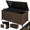 Coffre de jardin noir 270L polyrotin Marron et roues