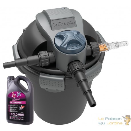 Kit filtration pression bassin 5000L UV 7W + 500ml bactéries de démarrage