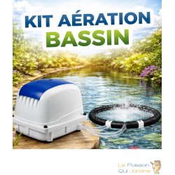 Set Aérateur Bassin Pompe à air 4800 l/h 1 diffuseur 35 cm de diamètre SILENCIEUX. Pour 4000 litres environ