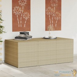 Grand Coffre de Jardin XXL Beige – 180 cm – Résine Tressée & Ouverture Assistée