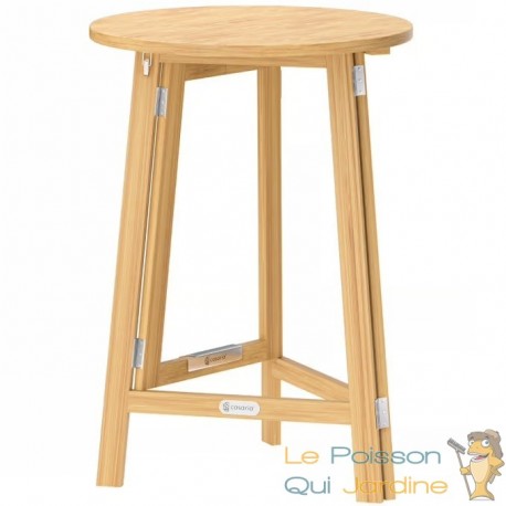 Table haute pliable en bois Ø80cm - Mange-debout jardin et terrasse