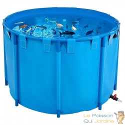 Bassin à Poissons Hors Sol 1700L Bleu - Bac de Secours, Éphémère et Aquaculture
