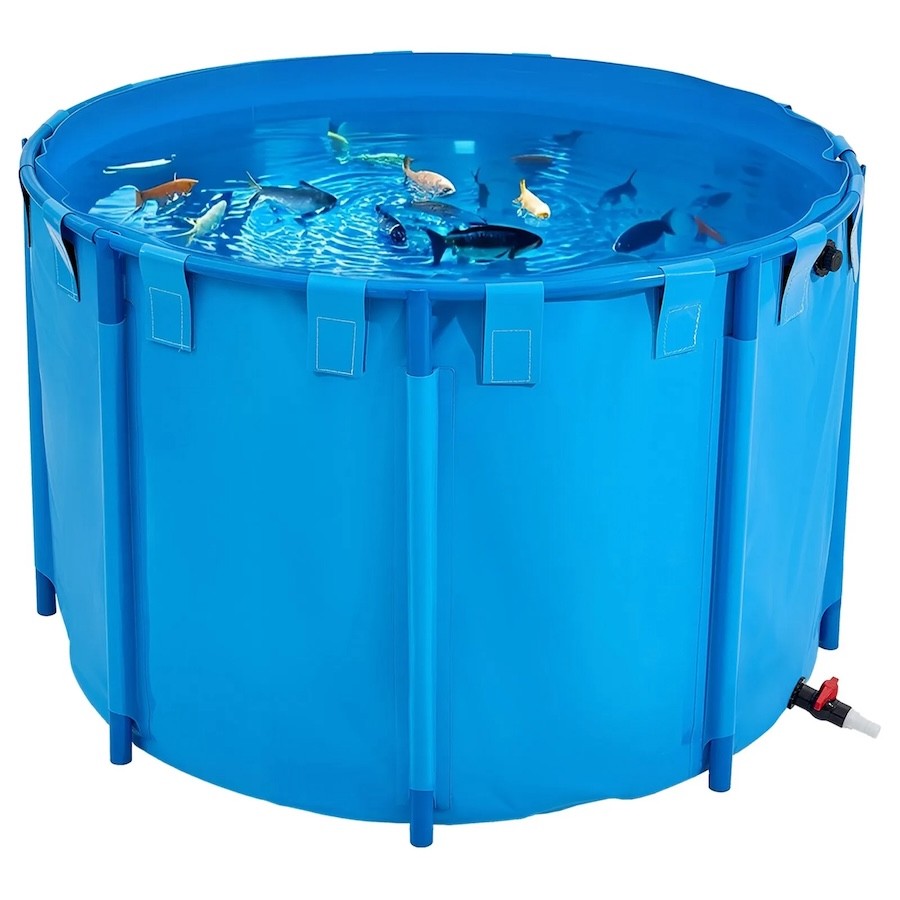 Bassin à Poissons Hors Sol 1700L Bleu - Bac de Secours, Éphémère et Aquaculture