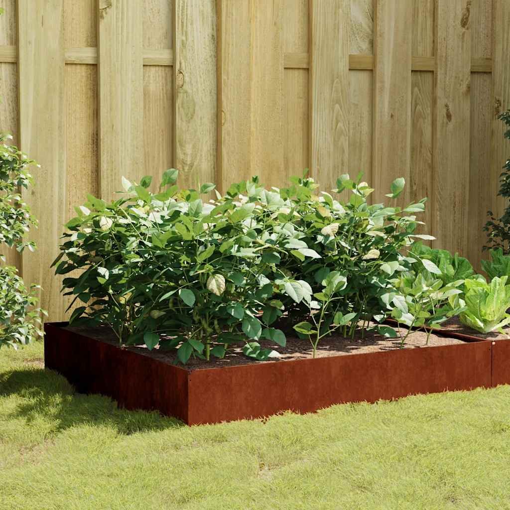 Jardinière carrée en acier Corten 100x100x33.5 cm – Design & Volume