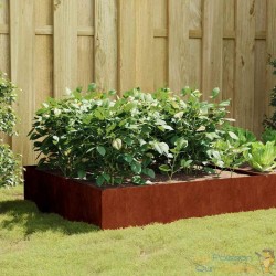 Jardinière carrée en acier Corten 100x100x41 cm – Grand Volume Jardin