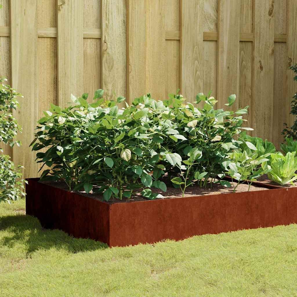 Jardinière carrée en acier Corten 100x100x41 cm – Grand Volume Jardin