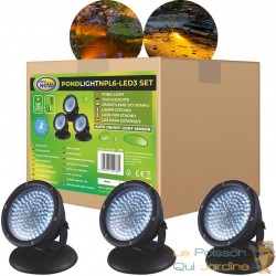 Kit 3 Projecteurs LED Submersibles avec Capteur Crépusculaire - 12V