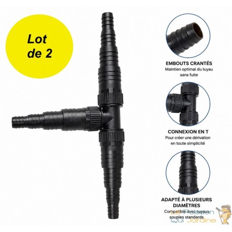 Raccord en T Triple Embout Étagé - Ø 20/25/32/40 mm - avec Joints