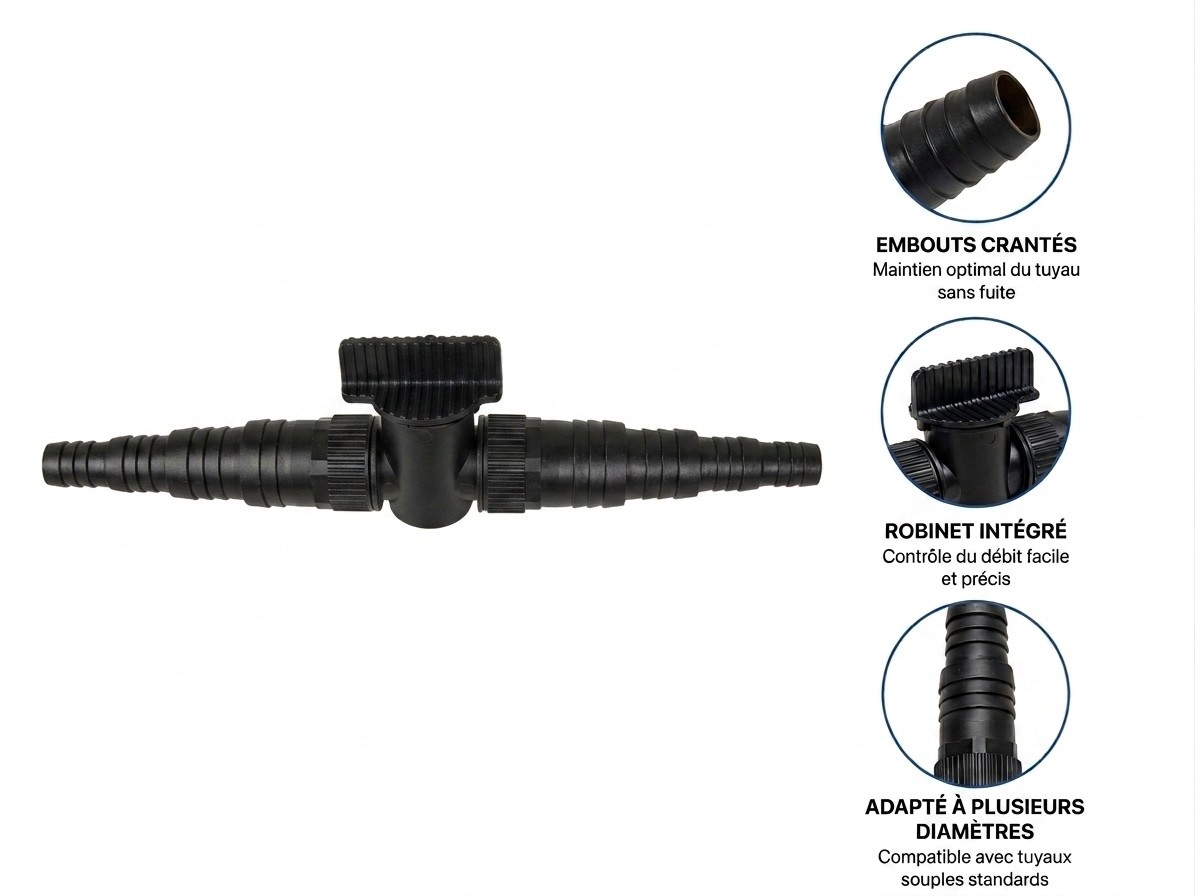 Robinet de Réglage Double Embout Étagé - Ø 20/25/32/40 mm
