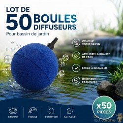 50 Diffuseurs d'air ( boule ) sphèriques pour aérer les bassins de jardin : 5 cm