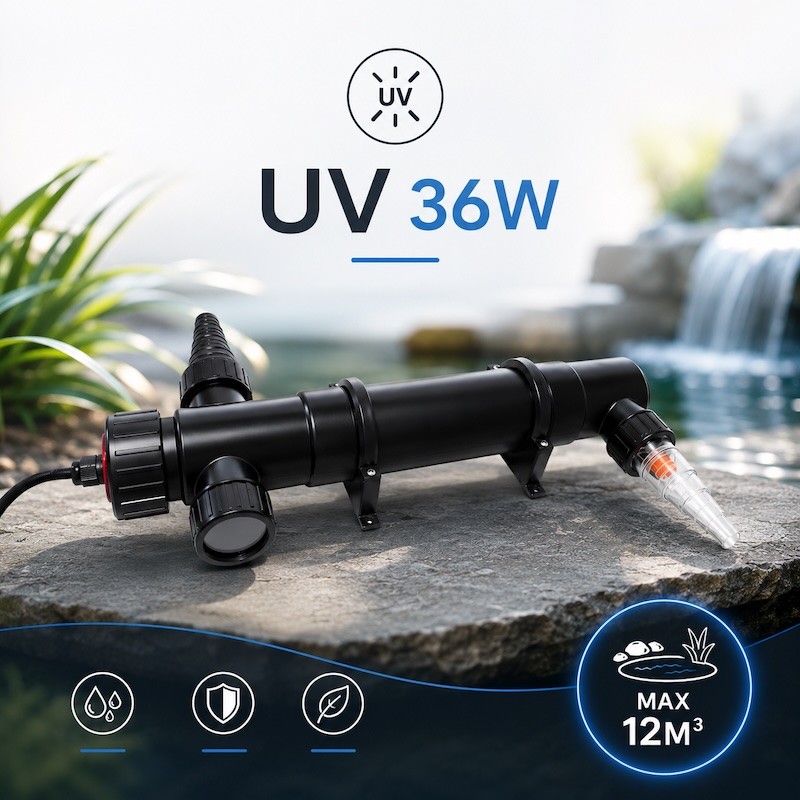 UV Stérilisateur - Clarificateur De 36W Pour Bassins De Jardin D'Environ 12m³