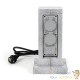 Multiprise de Jardin Quadruple 4 Prises - Aspect Colonne Granit Gris IP44 avec Piquet