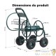 Chariot Dévidoir Tuyau d'Arrosage Mobile 70m 3/4" (19mm) sur Roues Métal Jardin