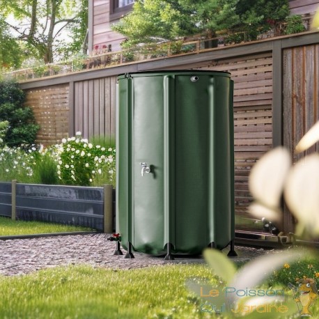 Récupérateur Eau de Pluie Pliable 500L Citerne Souple PVC avec Robinet et Couvercle