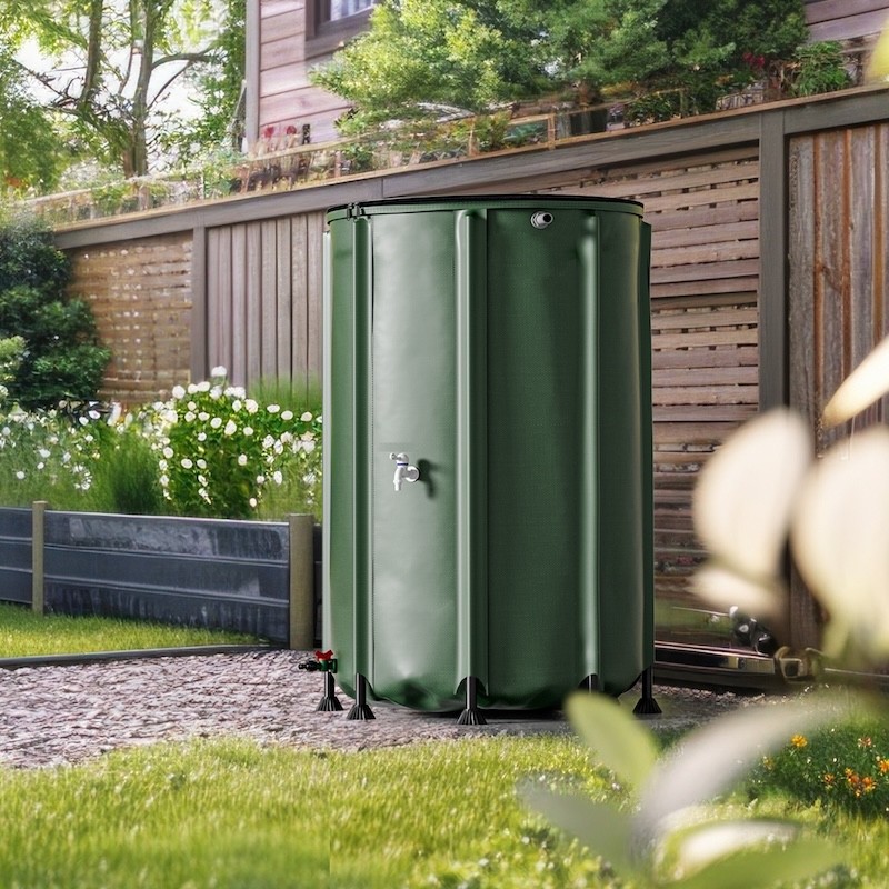 Récupérateur Eau de Pluie Pliable 500L Citerne Souple PVC avec Robinet et Couvercle